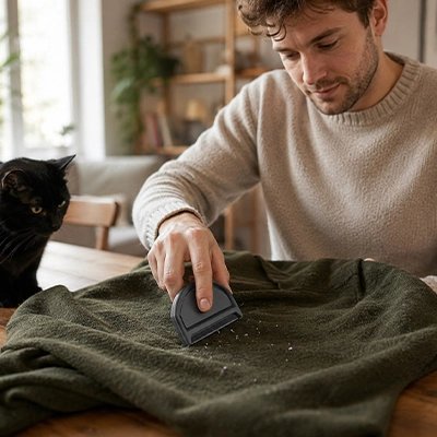 brosse anti poil bois noir mat maitre chat vetement