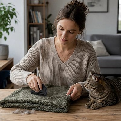 brosse anti poil bois noir mat maitresse chat vetement