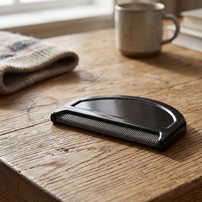 brosse anti poil bois noir mat table