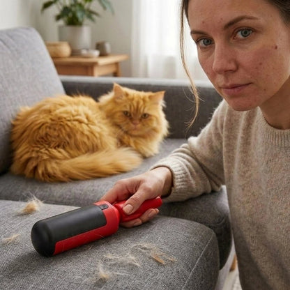 brosse anti poil compact rouge noir maitresse chat canape