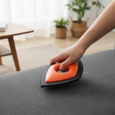 brosse anti poil design losange orange canape salon