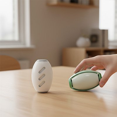 brosse anti poil design œuf blanche verte menthe table