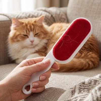 brosse anti poil double face chat allonge canape