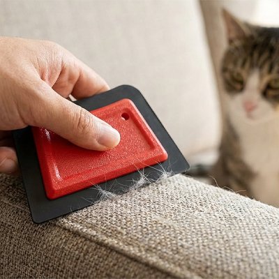 brosse anti poil polyvalente rouge noir canape chat