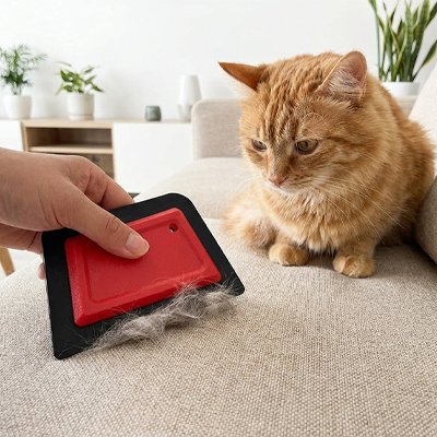 brosse anti poil polyvalente rouge noir chat canape
