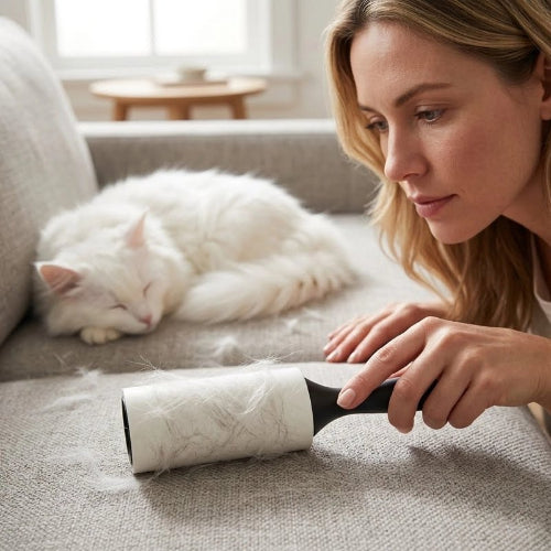 brosse anti poil ultra adhesif maitresse canape chat dormant