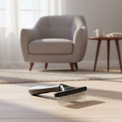 brosse chat design t bar bleu salon