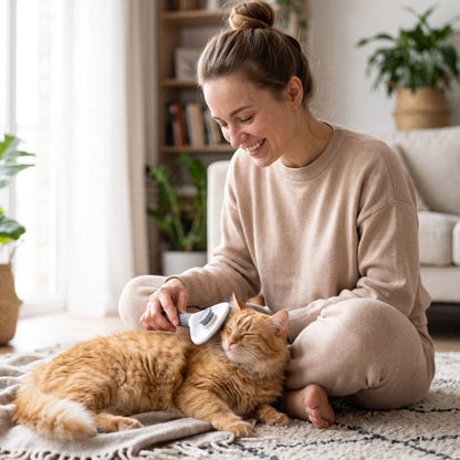 brosse chat ergonomique gris maitresse chat apaise