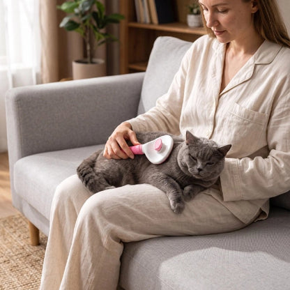 brosse chat ergonomique rose maitresse chat apaise