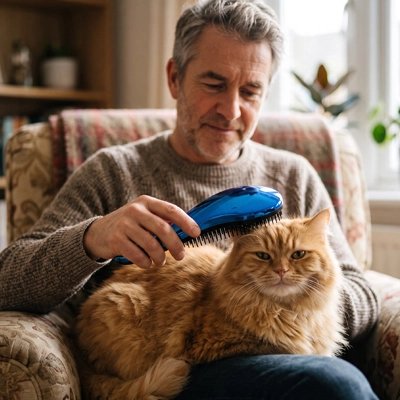 brosse chat finition brillante bleu maitre chaise salon