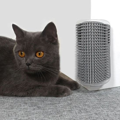 brosse chat fixation murale gris chat allonge