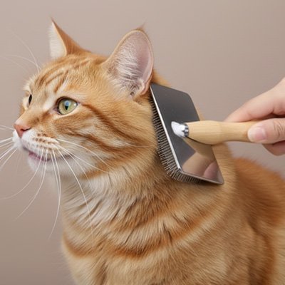 brosse chat poil long​ bois massif chat orange