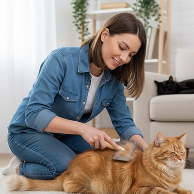 brosse chat poil long​ bois massif maitresse chat salon