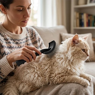 brosse chat poil long​ ergonomique noir maitresse canape chat