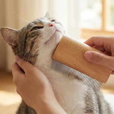 brosse poil chat​ bois naturel chat apaise