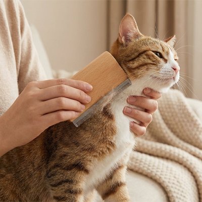 brosse poil chat​ bois naturel taille m