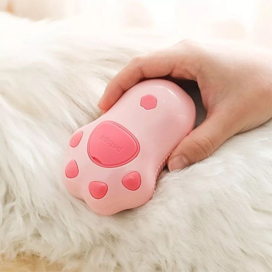 brosse pour chat 3 en 1 rose forme patte