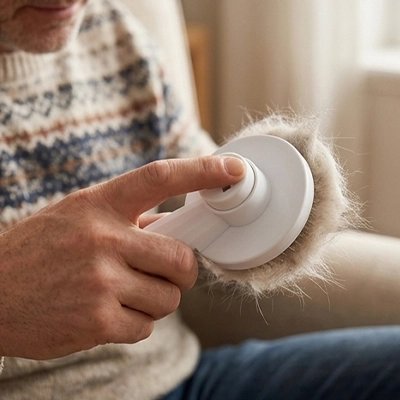 brosse pour chat arrondie blanche bouton poussoir maitre