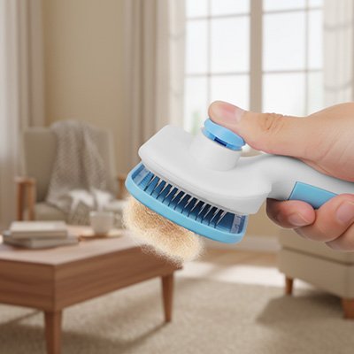 brosse pour chat autonettoyante bleu