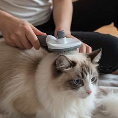 brosse pour chat autonettoyante gris
