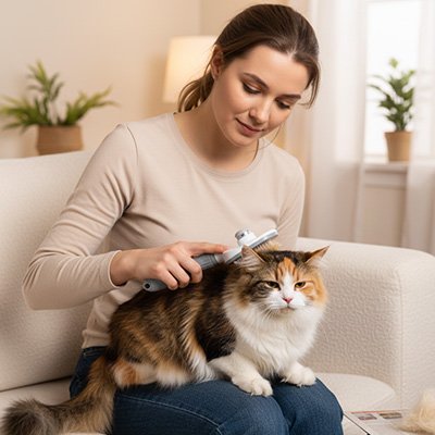 brosse pour chat autonettoyante grise maitresse canape