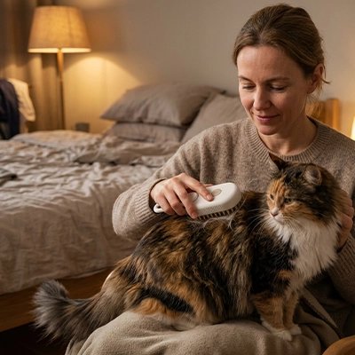 brosse pour chat blanche vapeur maitresse chambre