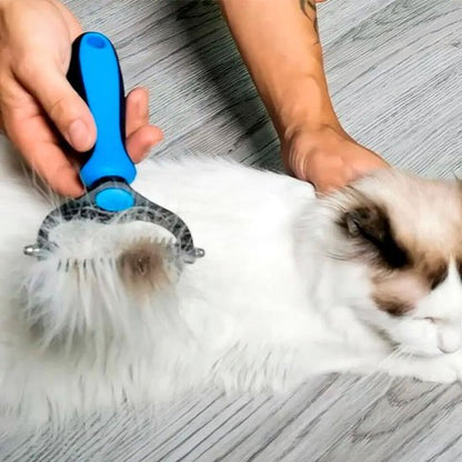 brosse pour chat bleu acier inoxydable chat allonge