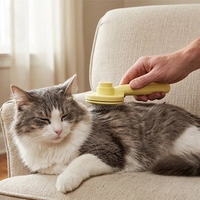 brosse pour chat compacte jaune canape chat allonge