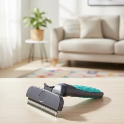 brosse pour chat dents metalliques fines bleu