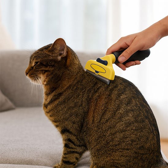 brosse pour chat design coloré jaune