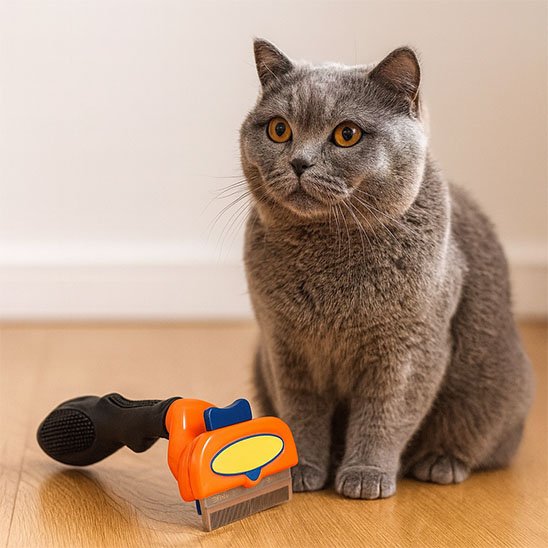 brosse pour chat design coloré orange