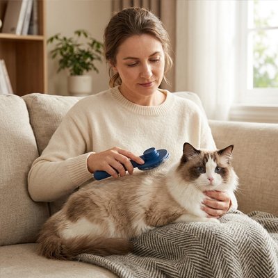 brosse pour chat ergonomique chat allonge maitresse