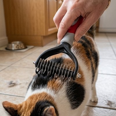 brosse pour chat main cuisine