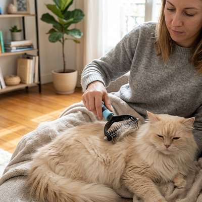 brosse pour chat maitresse chat canape salon