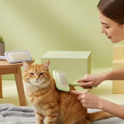 brosse pour chat poil long​ massage vert violet maitresse
