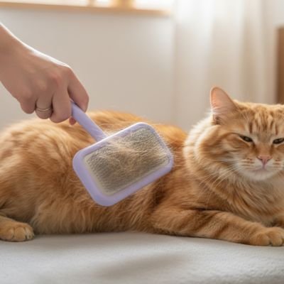 brosse pour chat poil long​ massage violet chat allonge
