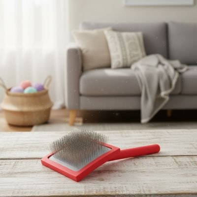 brosse pour chat poil long​ polyvalente rouge canape salon