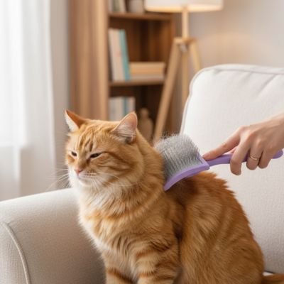 brosse pour chat poil long​ polyvalente violet chat canape