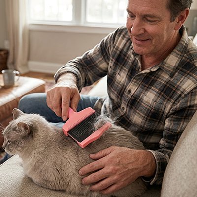 brosse pour chat rose maitre canape