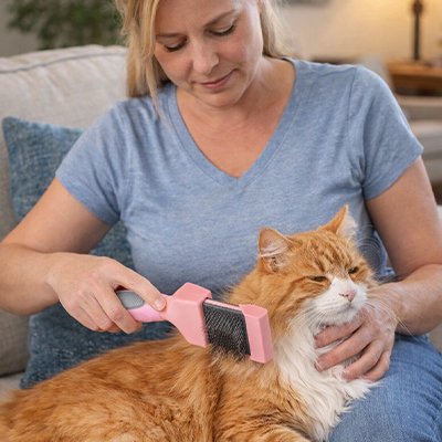 brosse pour chat rose maitresse canape