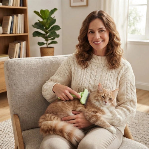 brosse pour chat verte maitresse chat allonge