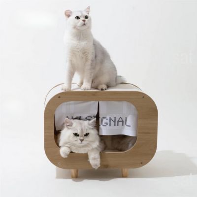 cabane pour chat rectangle blanc