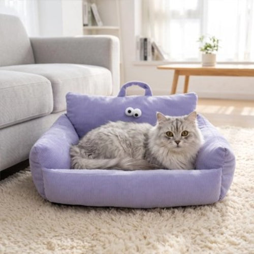 canapé pour chat velours cotele violet chat allonge salon