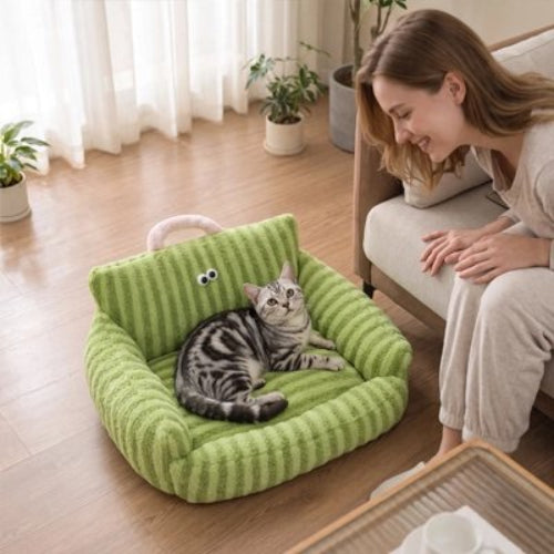 canapé pour chat vert anis maitresse chat allonge salon