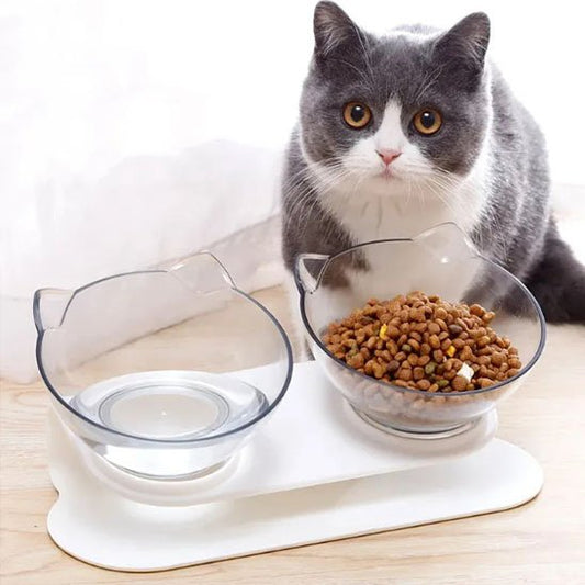 chat avec gamelle chat bol double avec support integre