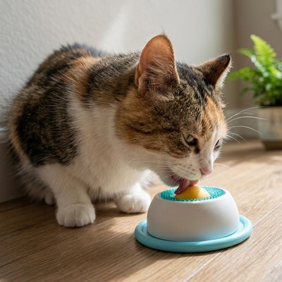 chat dans salon lechant gamelle anti glouton chat interactif bleu