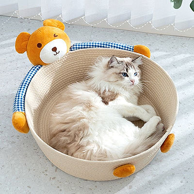 chat dans son panier chat ourson