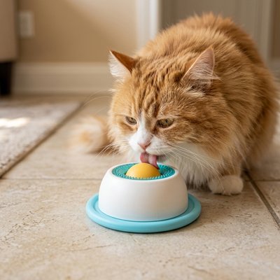 chat lechant gamelle anti glouton chat interactif bleu