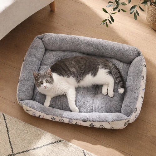 chat panier gris chat allonge