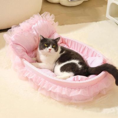 chat panier princesse rose